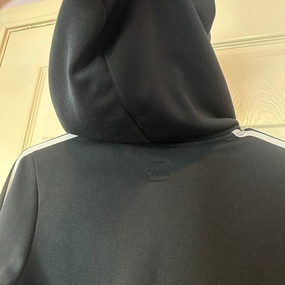 Adidas Y2K Zip Up Hooded Jacket Size M Striped Sleeves Trefoil Logo Black White - Picture 6 of 15